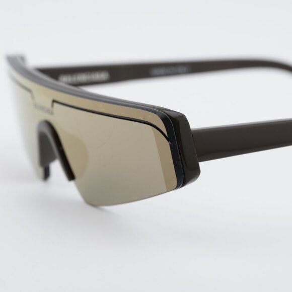 Balenciaga BB0003S 012 Sunglasses Brown Shield Frame, Bronze Mirror Lenses main image 3